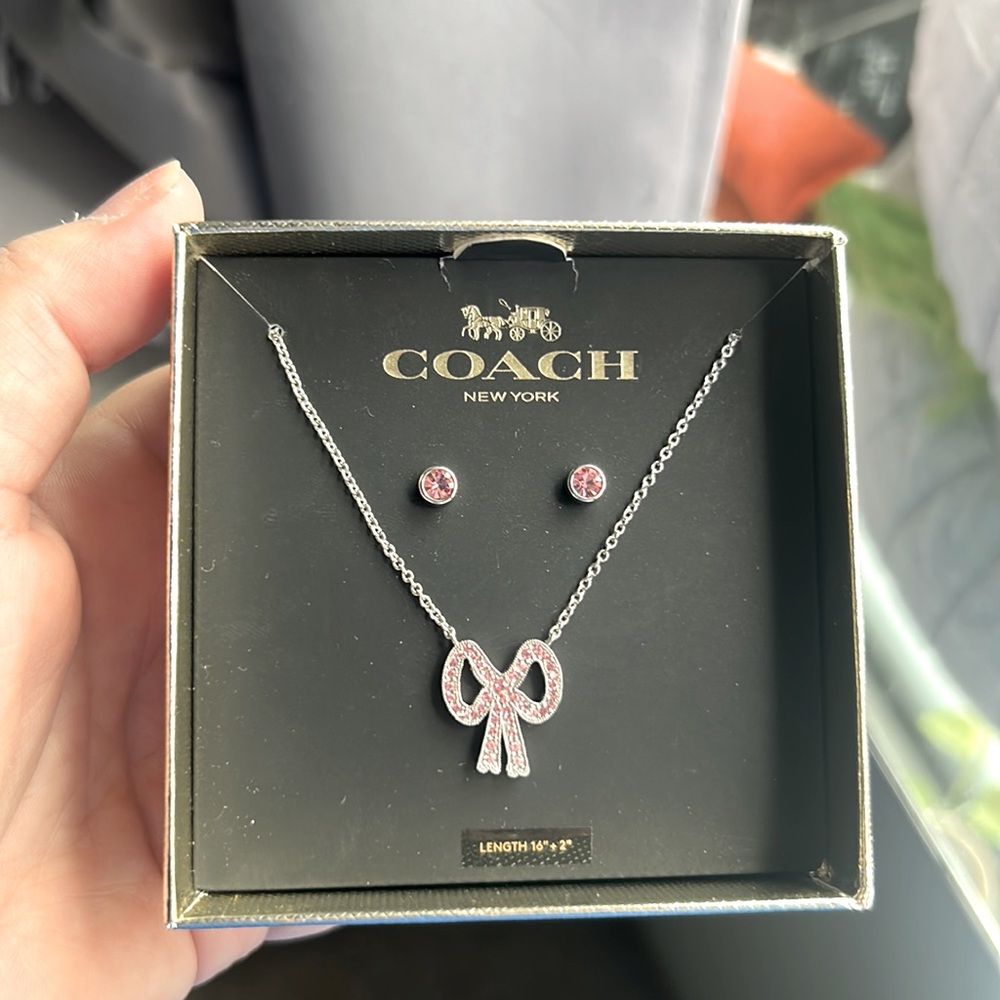 Never worn Coach necklace and earring set